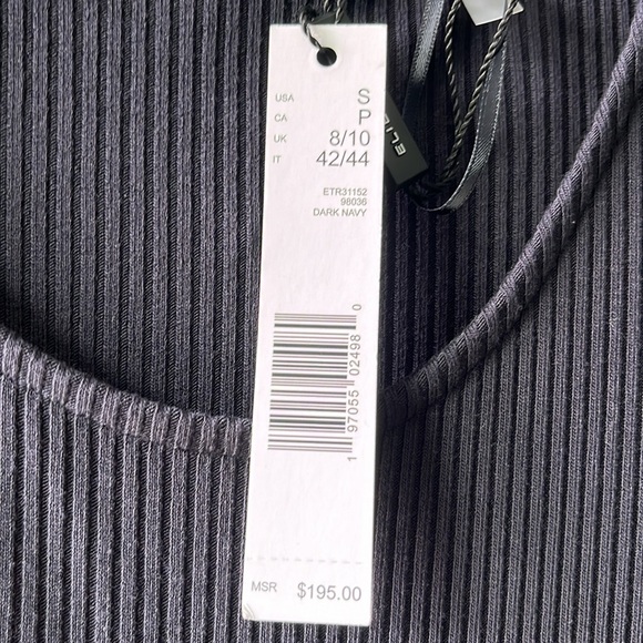 NWT TAHARI ribbed navy maxi dress size Small, side slip - Picture 6 of 10